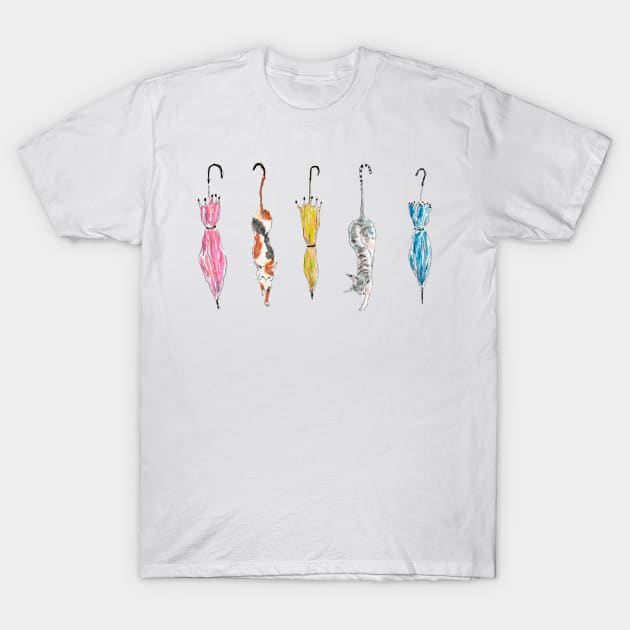 Umbrella Cats T-Shirt by TOCOROCOMUGI